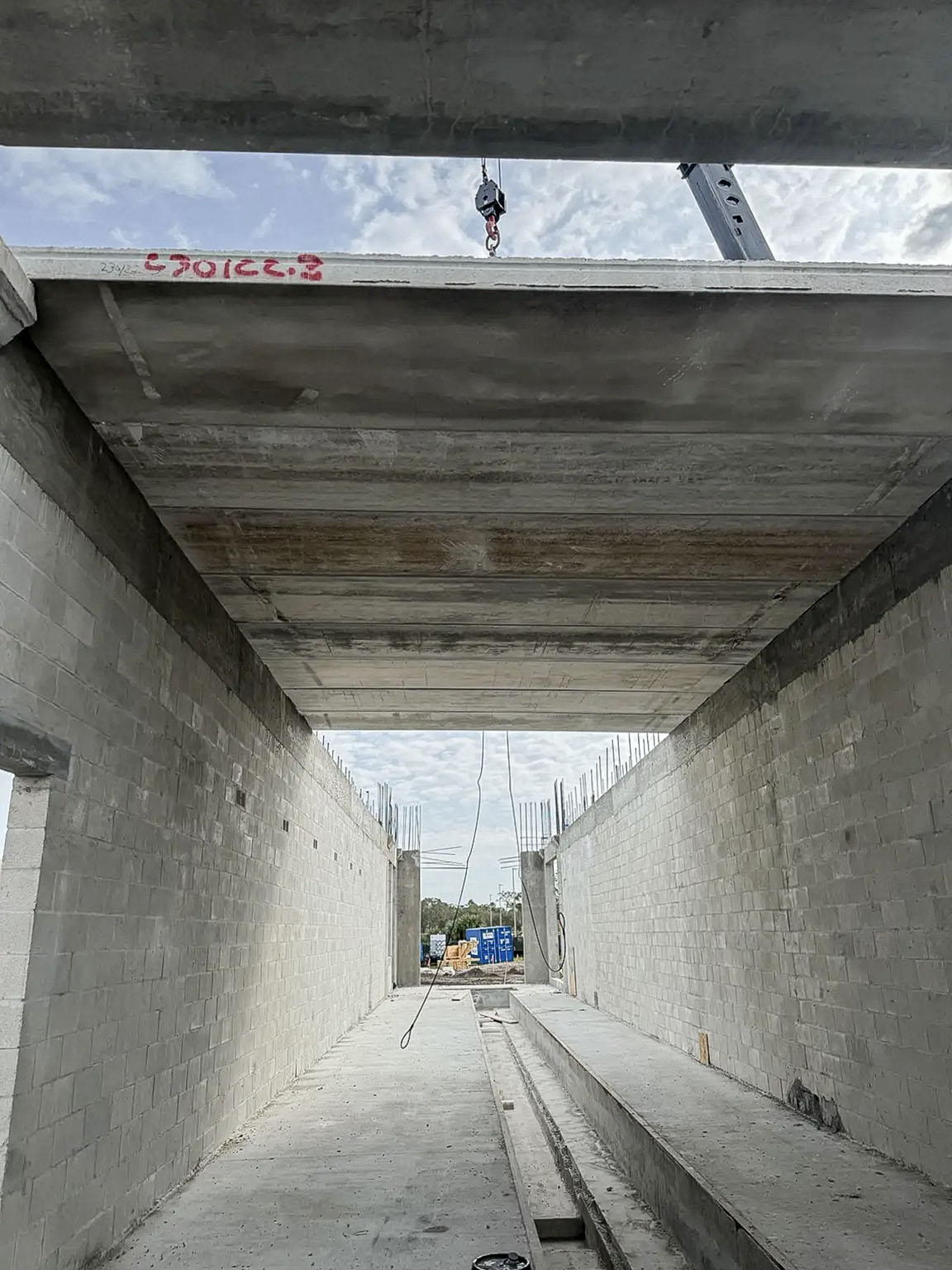 Concrete deck installation inside a car wash tunnel